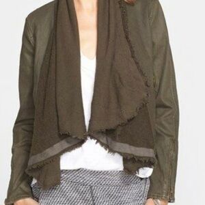 Free People Drape Front Coated Denim Moto Jacket